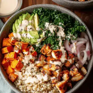 Roasted Sweet Potato, Chicken, Kale, and Rice Bowls for Two