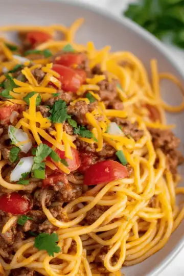 Crockpot Taco Spaghetti