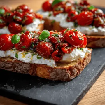Bruschettas aux tomates rôties et burrata