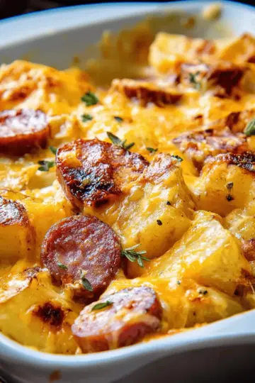 Cheesy Potatoes with Smoked Sausage
