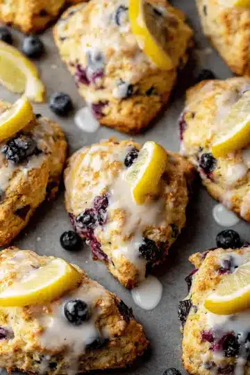 Glazed Lemon Blueberry Scones