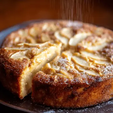 French Apple Cake with Maple Ginger Custard Sauce