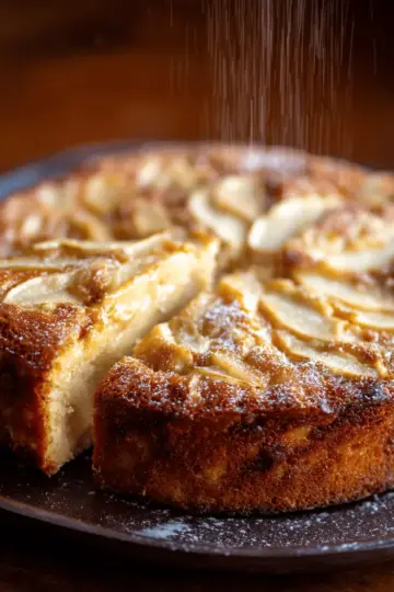 French Apple Cake with Maple Ginger Custard Sauce
