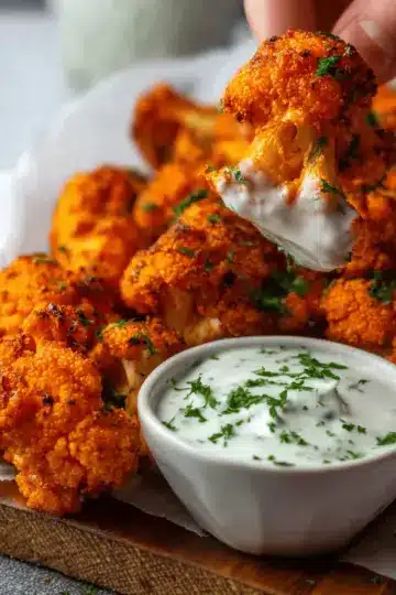 Cauliflower Buffalo Wings with Vegan Ranch Dip