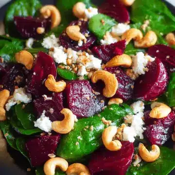 Beet Salad with Spinach, Cashews, and Goat Cheese