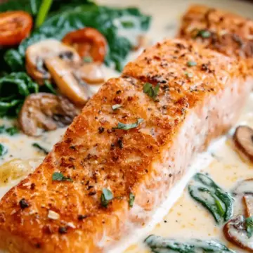 Tuscan Salmon with Parmesan Cream Sauce