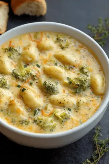 Broccoli Cheddar Gnocchi Soup