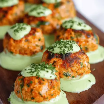 Baked Salmon Meatballs with Creamy Avocado Sauce
