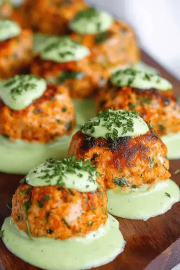 Baked Salmon Meatballs with Creamy Avocado Sauce