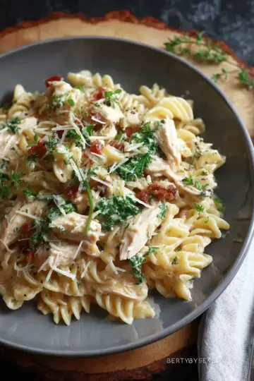 Creamy leftover rotisserie chicken pasta