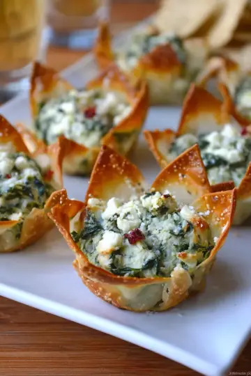 Spinach-Artichoke Dip Wonton Cups