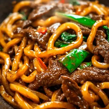 Black Pepper Beef Udon Noodles