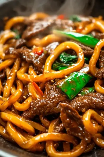 Black Pepper Beef Udon Noodles