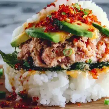 Spicy Tuna and Avocado Sushi Burger
