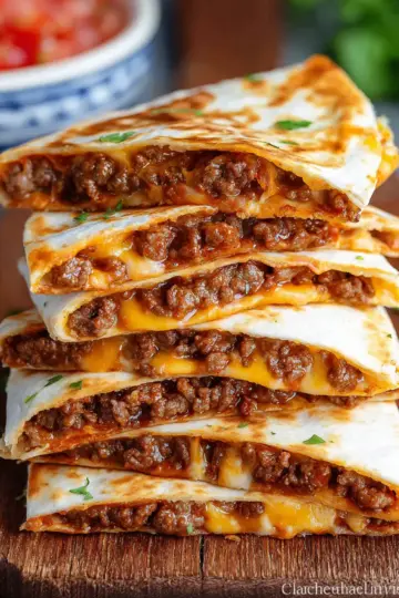 Cheesy Ground Beef Quesadillas