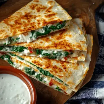 Spinach Quesadilla with Feta and Pepper Jack Cheese
