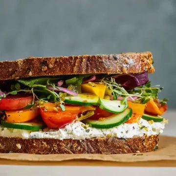 Veggie Sandwich with Whipped Feta and Pepperoncini