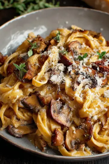 Caramelized Leek and Mushroom Gruyere Pasta
