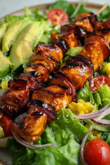 Grilled BBQ Chicken Skewer Salad