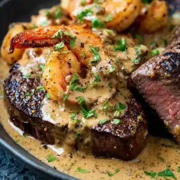 Surf Turf Steak Creamy Cajun Shrimp Sauce