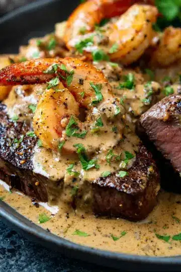 Surf Turf Steak Creamy Cajun Shrimp Sauce