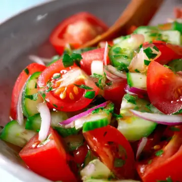 Mediterranean Salad with Tomato and Cucumber