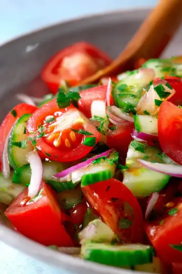 Mediterranean Salad with Tomato and Cucumber