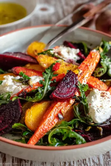Roasted Beets and Carrots Salad with Burrata