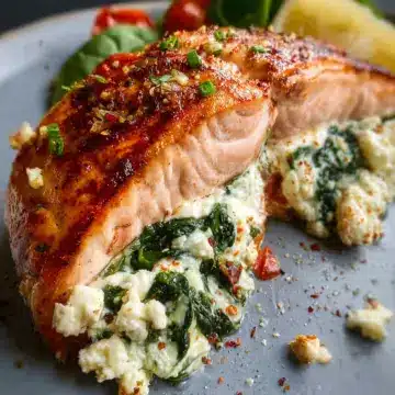 Spinach and Feta Stuffed Salmon