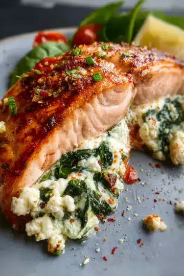 Spinach and Feta Stuffed Salmon