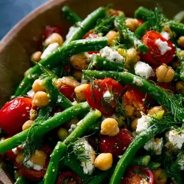 Tomato-Green Bean Salad with Chickpeas, Feta and Dill