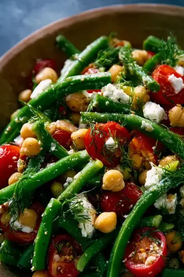 Tomato-Green Bean Salad with Chickpeas, Feta and Dill