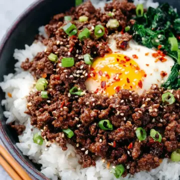 Korean Ground Beef and Rice Bowls