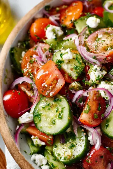 Mediterranean tomato and cucumber salad