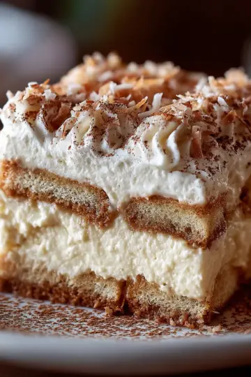 Coconut Rum Coquito Tiramisu