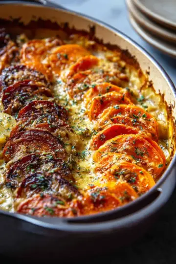 Cheesy Root Vegetable Gratin