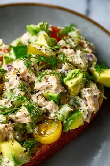 No-Mayo, High-Protein Tuna Salad with Greek Yogurt & Avocado