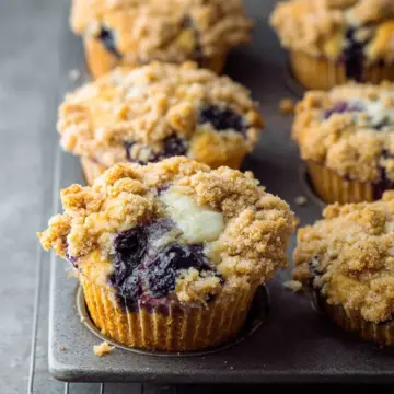 Greek Yogurt Blueberry Muffins with Streusel Topping
