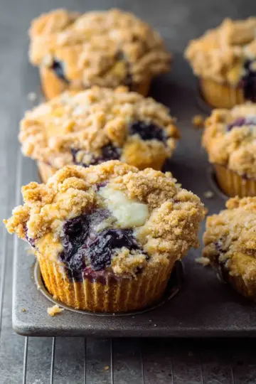 Greek Yogurt Blueberry Muffins with Streusel Topping