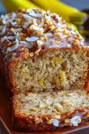 Hawaiian Banana Bread with Pineapple, Coconut & Macadamia Nuts