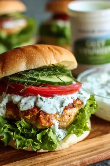 Greek Chicken Burgers with Creamy Tzatziki