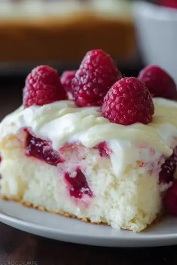 White Chocolate Raspberry Poke Cake
