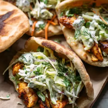Sheet Pan Chicken Pitas with Herby Ranch Slaw