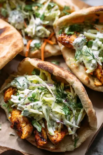 Sheet Pan Chicken Pitas with Herby Ranch Slaw