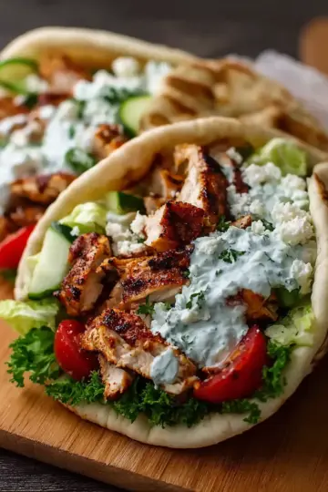 Mediterranean Chicken Gyros with Creamy Feta Tzatziki