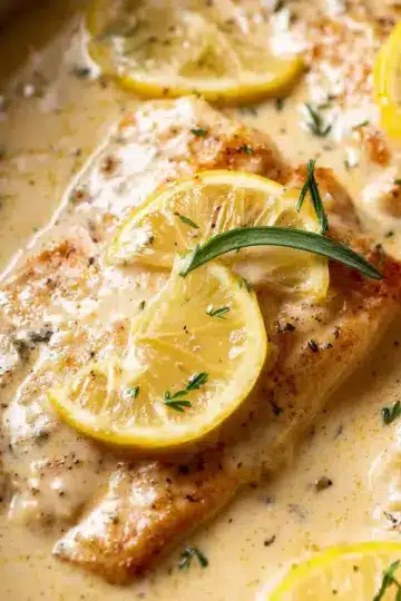 Baked Fish with Lemon Cream Sauce
