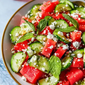 Watermelon Salad with Feta, Cucumber, and Mint