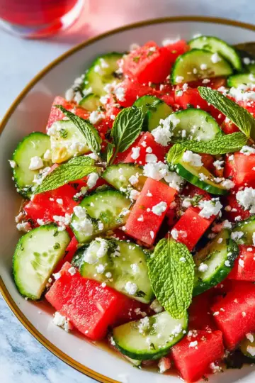 Watermelon Salad with Feta, Cucumber, and Mint