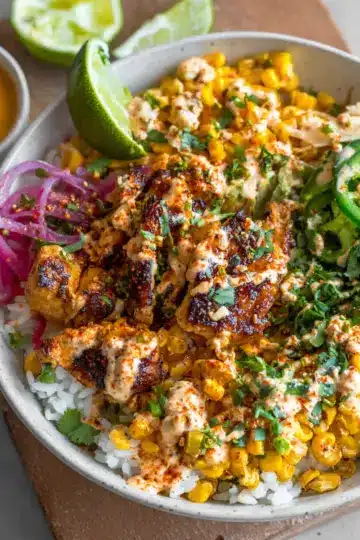 Street Corn Chicken Rice Bowls