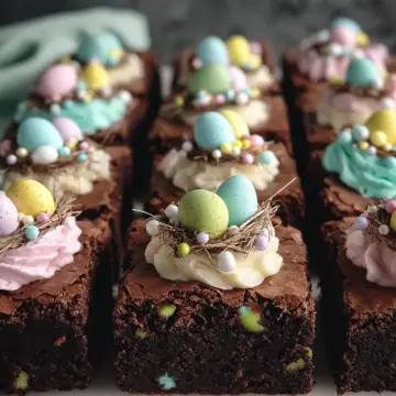 Festive Easter Brownies with Fudgy Frosted Nests